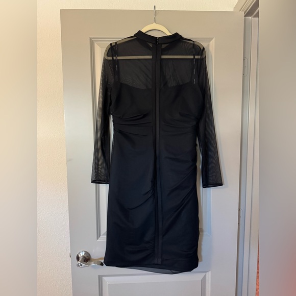 Calvin Klein Long Sleeve Black Party Cocktail Knee Length Dress Size 14 - Picture 3 of 10
